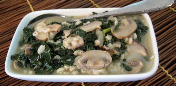 Mushroom Barley Soup with Kale