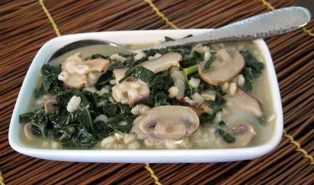 Mushroom Barley Soup with Kale