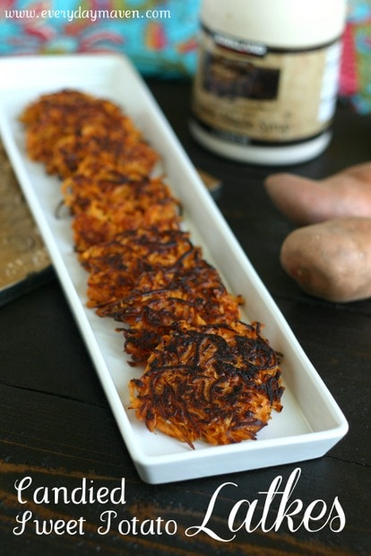 Candied Sweet Potato Latkes from www.everydaymaven.com