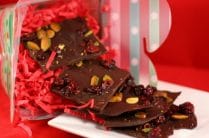 Salted Dark Chocolate Holiday Bark with Pistachios and Cranberries from www.everydaymaven.com