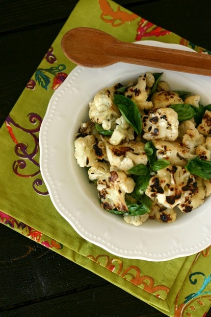 Grilled Cauliflower with Basil and White Balsamic Vinegar from www.everydaymaven.com