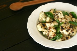 Grilled Cauliflower with Basil and White Balsamic Vinegar from www.everydaymaven.com