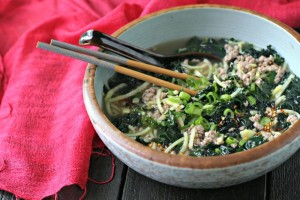 Spicy Pork Soup with Kale and Sweet Potato 