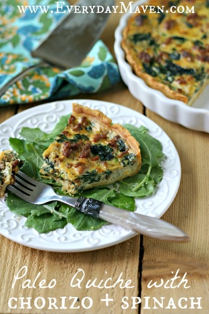Paleo Quiche with Chorizo and Spinach from www.EverydayMaven.com