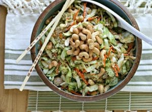 Asian Cabbage Slaw with Chicken and Roasted Cashews from www.EverydayMaven.com