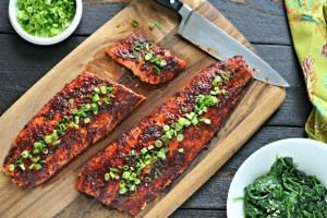 Spicy Glazed Salmon from www.EverydayMaven.com