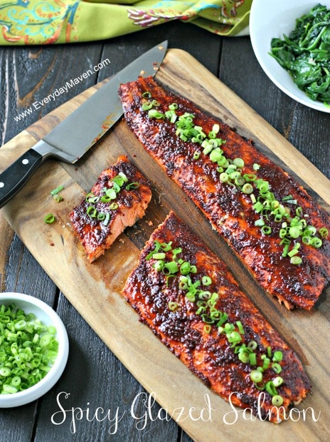 Spicy Glazed Salmon from www.EverydayMaven.com