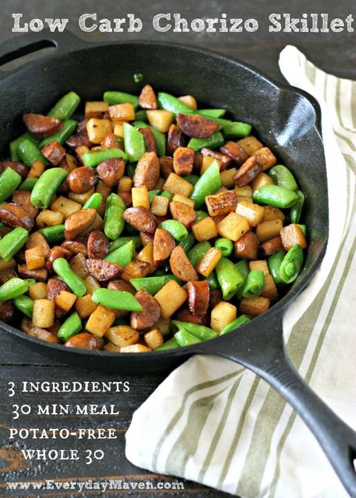 Low Carb Chorizo and Jicama Skillet from Everyday Maven