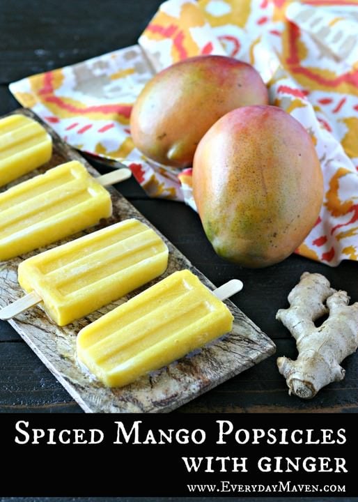 Spiced Mango Popsicles with Ginger from www.EverydayMaven.com