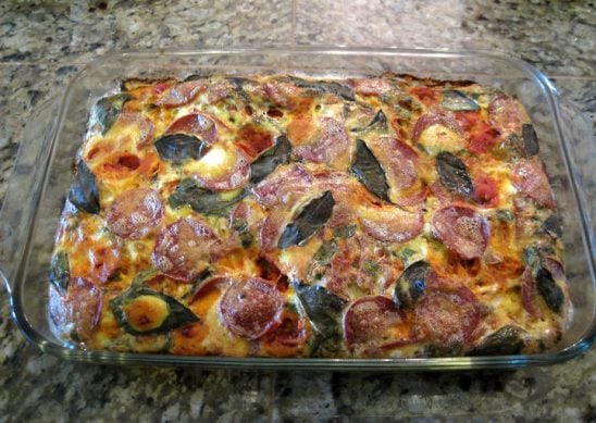 Pepperoni Pizza Egg Casserole from www.EverydayMaven.com