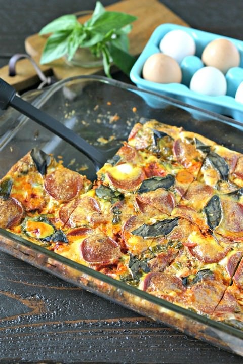Pepperoni Pizza Egg Casserole from www.EverydayMaven.com