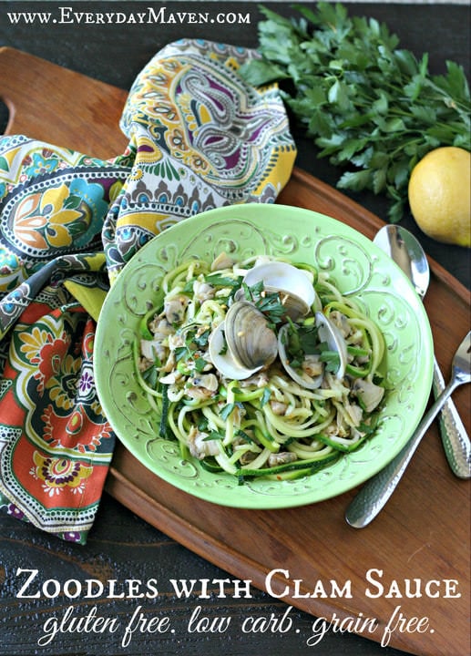 Zucchini Noodles with Clam Sauce from www.EverydayMaven.com