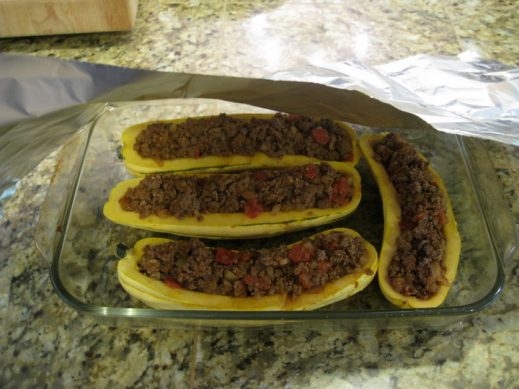Taco Meat Stuffed Delicata Squash with Avocado Crema from www.EverydayMaven.com