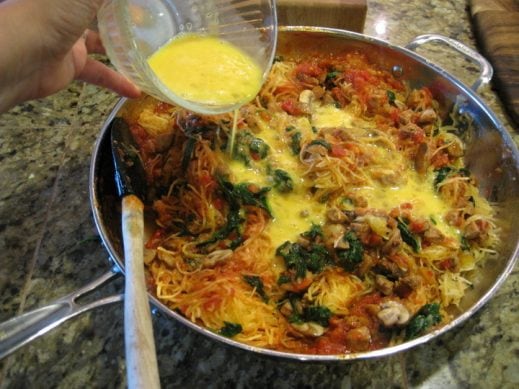 Spicy Sausage and Vegetable Spaghetti Squash Casserole from www.EverydayMaven.com