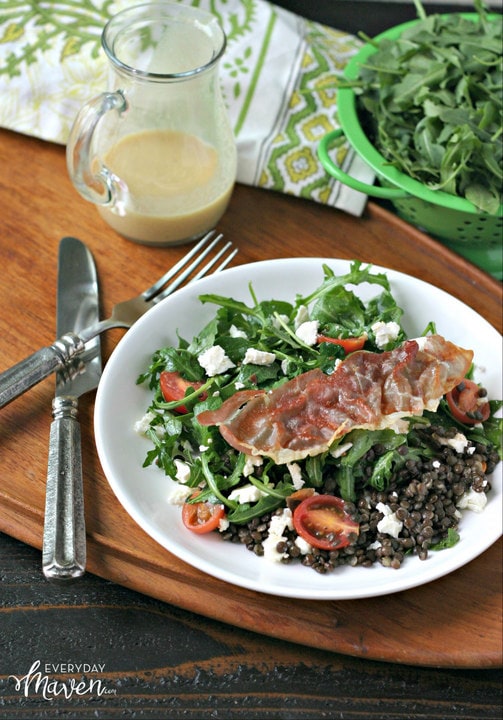 Lentil Salad with Feta and Crispy Prosciutto from www.EverydayMaven.com