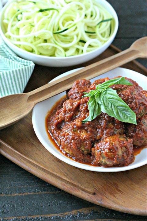 Slow Cooker Chicken Spinach Meatballs from www.EverydayMaven.com