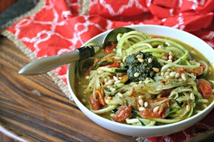Vegan Zucchini Noodle Soup with Pesto from www.EverydayMaven.com