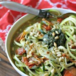 Vegan Zucchini Noodle Soup with Pesto from www.EverydayMaven.com
