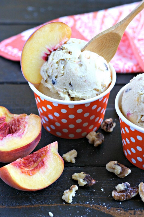 Dairy Free Peach Walnut Ice Cream with Honey from www.EverydayMaven.com