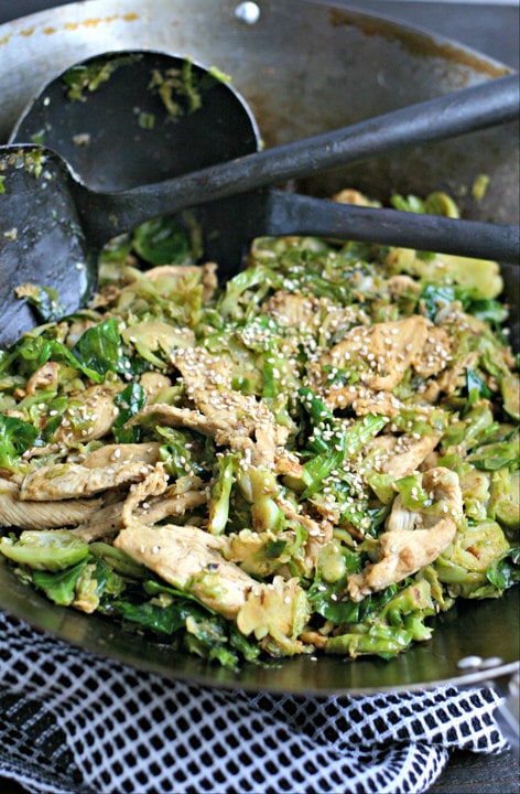Chicken and Brussels Sprouts Stir-Fry from www.EverydayMaven.com