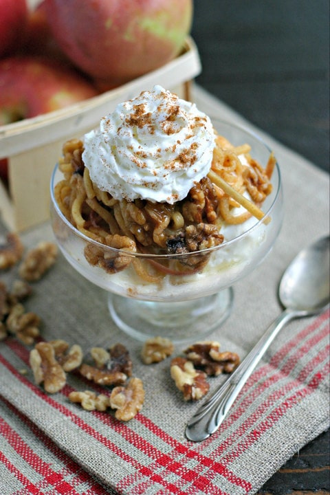 Spiralized Apple Pie Topping with Walnuts from www.EverydayMaven.com