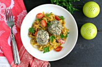 Chicken Meatballs with Pesto Butternut Squash Noodles from www.EverydayMaven.com