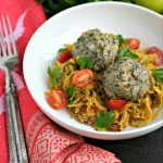 Chicken Meatballs with Pesto Butternut Squash Noodles from www.EverydayMaven.com