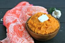 Instant Pot Vegan Mashed Sweet Potatoes with Garlic and Rosemary from www.EverydayMaven.com