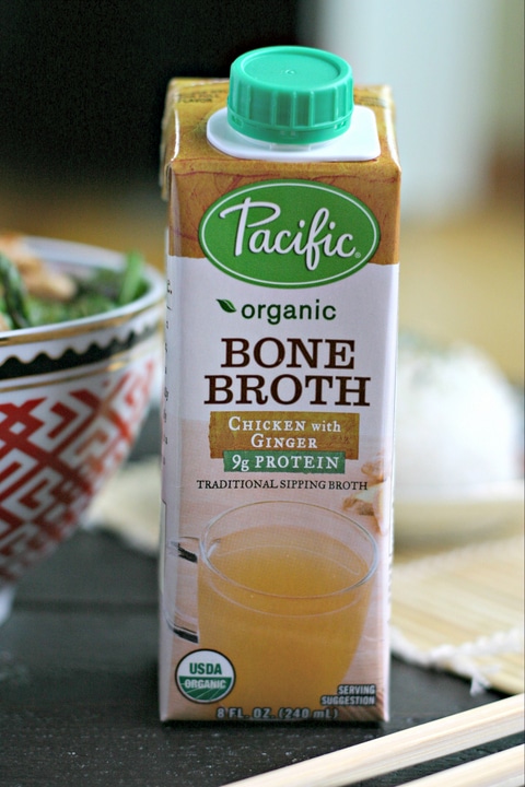 Pacific Foods Organic Bone Broth Chicken with Ginger Single Serv container