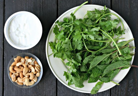 Vegetable Biryani toppings, fresh cilantro, mint, yogurt and cashews