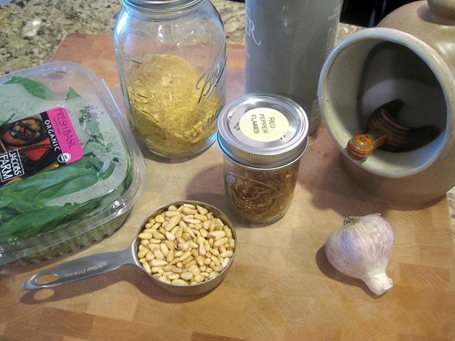 ingredients to make vegan pesto