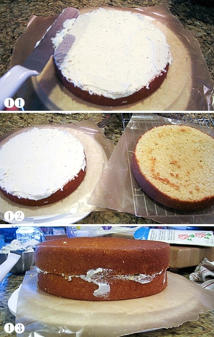 step by step photos of frosting a gluten free cake