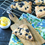 close up of cooked blueberry scones