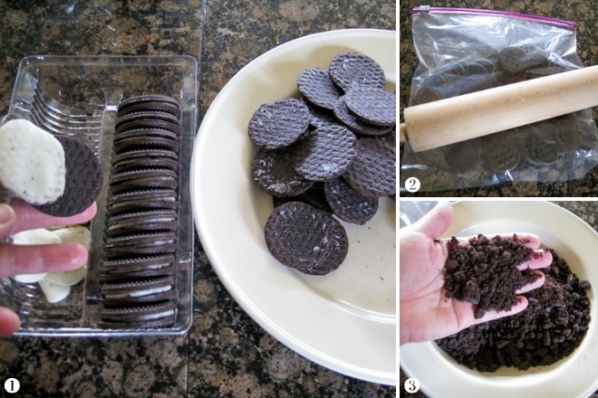 how to crumble oreo cookies for an ice cream cake