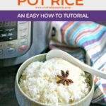 bowl of cooked rice in front of an instant pot
