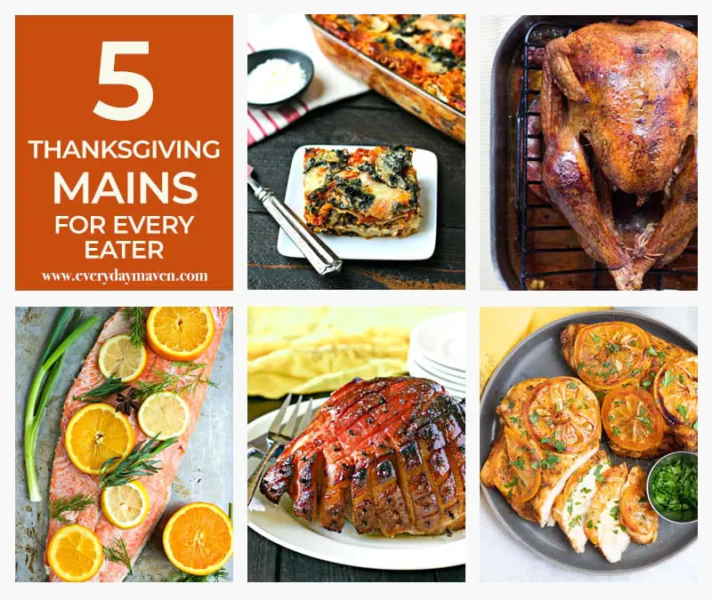 collage of thanksgiving main dishes
