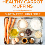 long collage of photos showing how to make carrot muffins