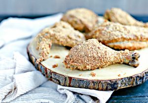 cooked crispy oven fried chicken on a serving platter